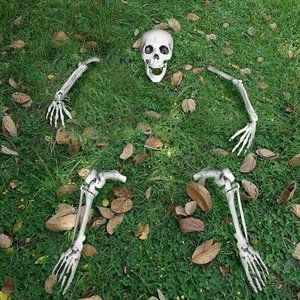 LIFESIZE SKELETON Skull Arms Legs Halloween Graveyard Garden Deco Ground Breaker